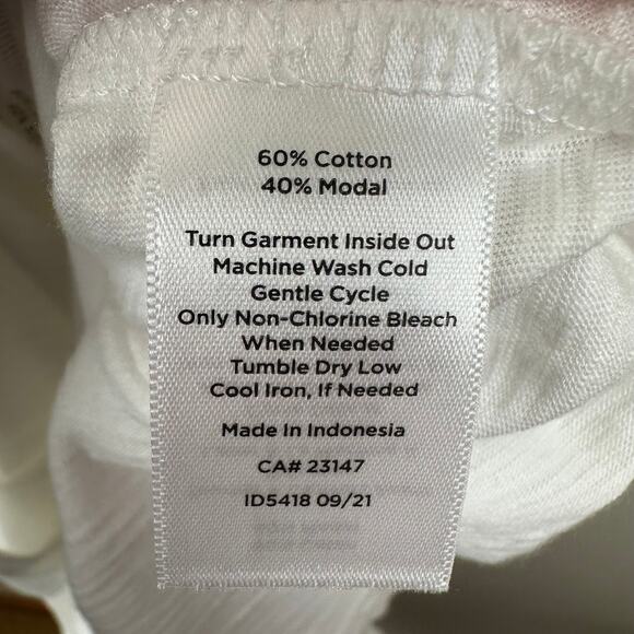 Talbots Slubbed Knit Top Shirt Cotton Modal Tie Detail White 3XP Petite Classic - Picture 11 of 11